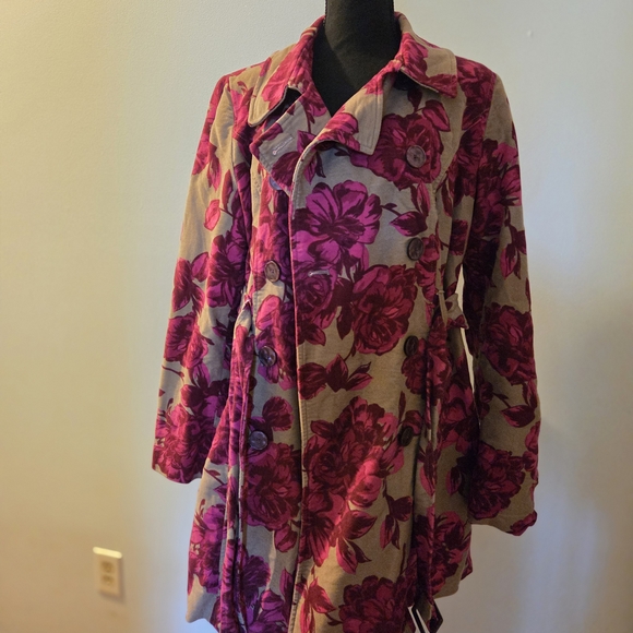 Merona Floral Trench Coat - Pink and Tan - Picture 1 of 9